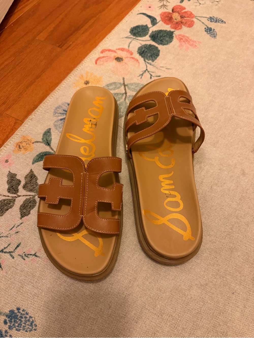 Sam Edelman Tan Brown Leather Slide Sandals- size 10
